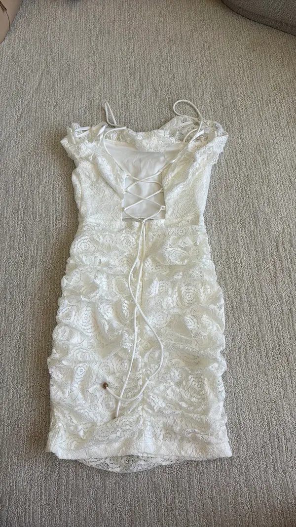 Hello Molly Laced Hearts Mini Dress White - Image 3
