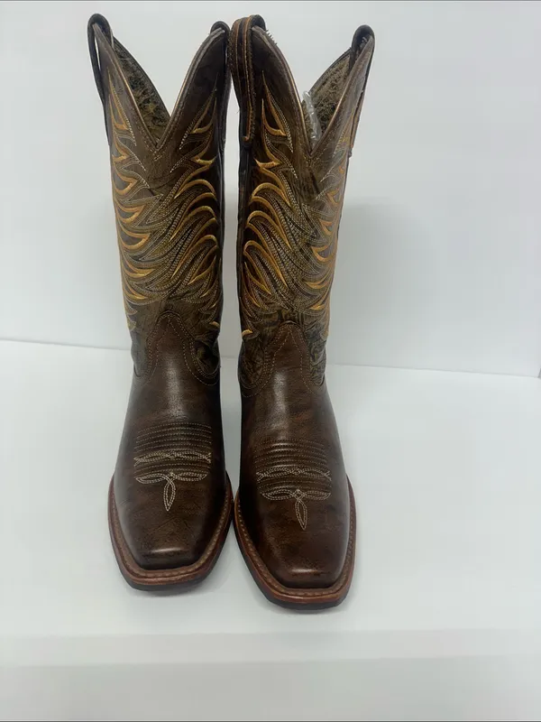 Ariat Brown Leather Embroidered Western Heeled Boots - Image 2