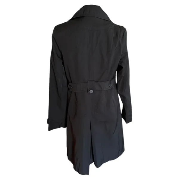 DKNY Women's Black Button Front Trench Coat Size Medium - Image 2