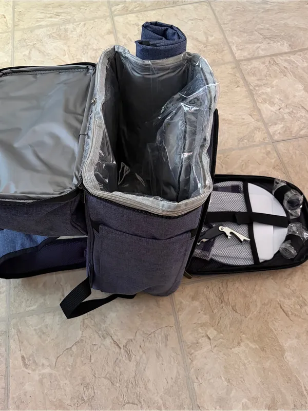 NEW Vogano 2 Person Picnic Backpack Set Insulated Cooler Blanket Travel Bag - Image 4