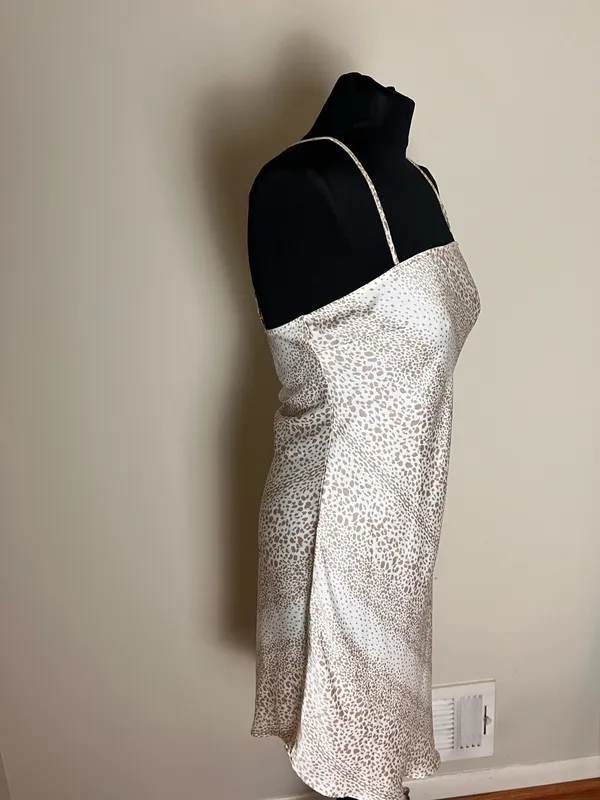 Forever 21 Cream and Tan Leopard Satin Slip Dress - Image 2
