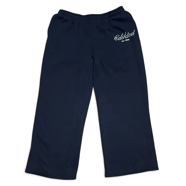 Edikted Navy Blue Wide Leg Baggy Sweatpants Logo Fleece Pants Women Large - Image 5
