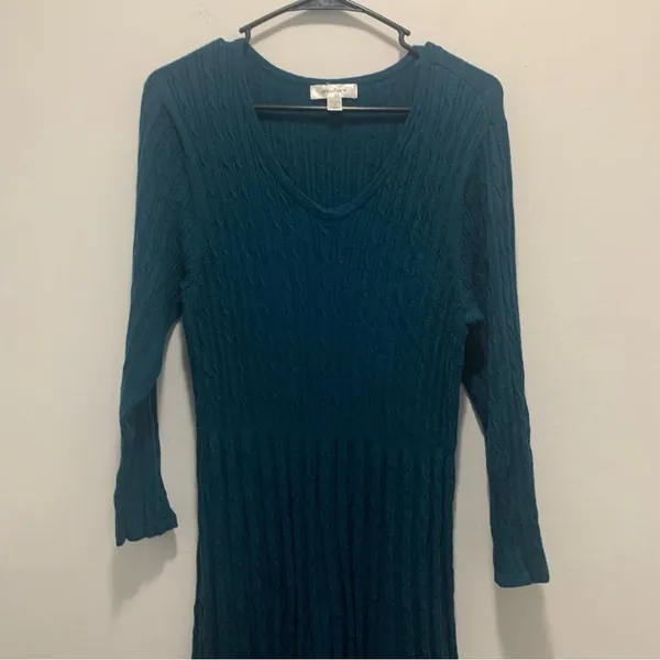 Dressbarn Blue Ribbed Sweaterdress Women's 1X - Image 2