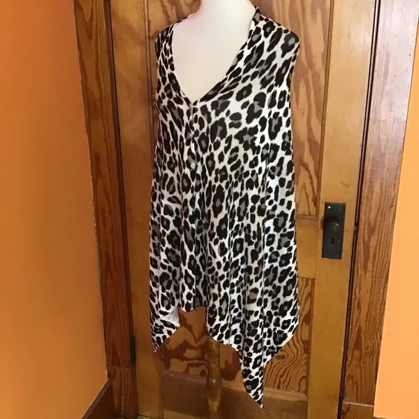 Chico’s Leopard Print Poncho Sweater | Button Front Asymmetrical Top - Image 12