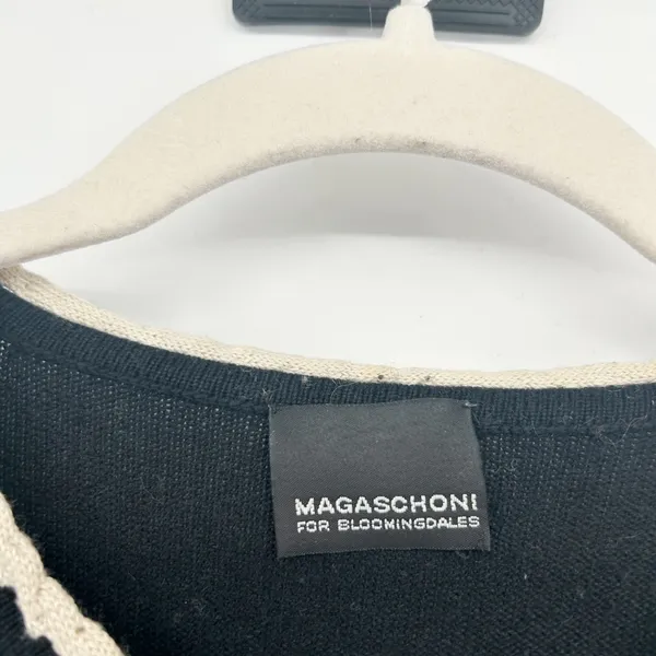 MAGASCHONI FOR BLOOMINGDALES Womens Black‎ Cardigan Sweater Button Up Knit Trim - Image 3
