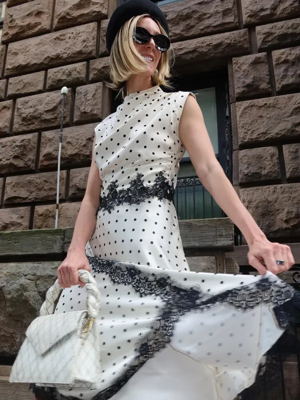 Commense Polka Dot Top & Lace Trim maxi Skirt Set Large - Image 2