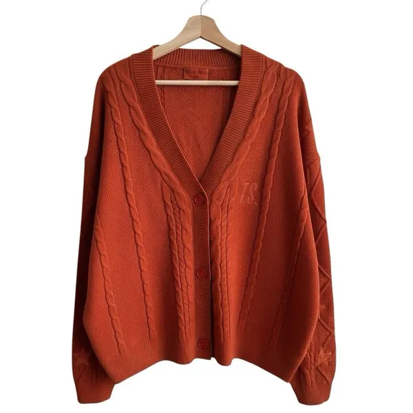 Taylor Swift The Life Of A Showgirl Cardigan Sz M/L Glitter Cable Knit Sweater - Image 2