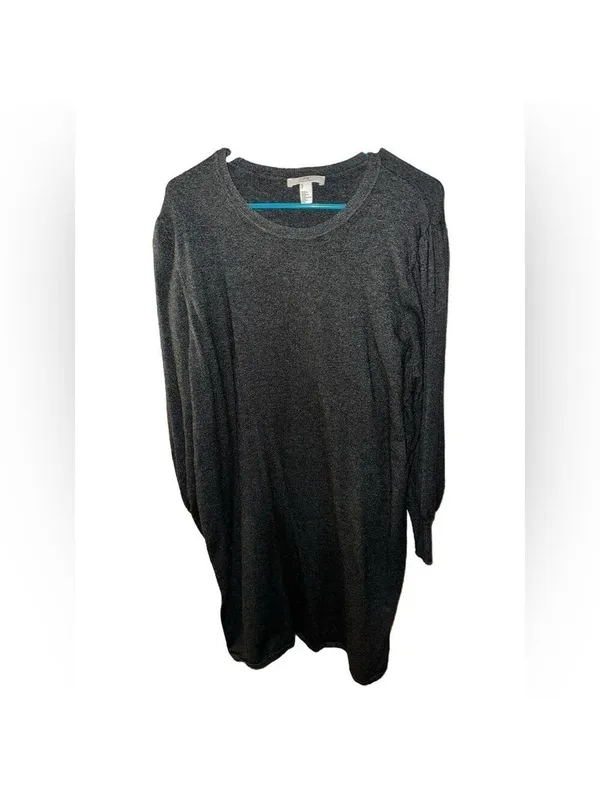 H by Halston Scoopneck Long Sleeve Dark Grey Sweater Dress - Image 2