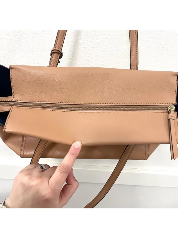 Tory Burch Parker Leather Tote Light Brown Quiet Luxury Minimalist - Image 8