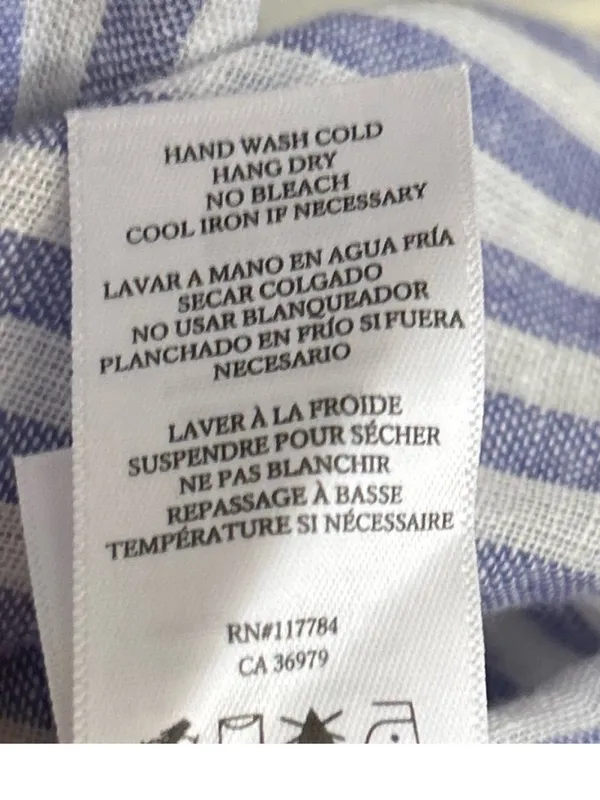 Rails Whitney Blue White Stripe Daisy Short Sleeve Collared Linen Rayon Shirt XS - Image 12