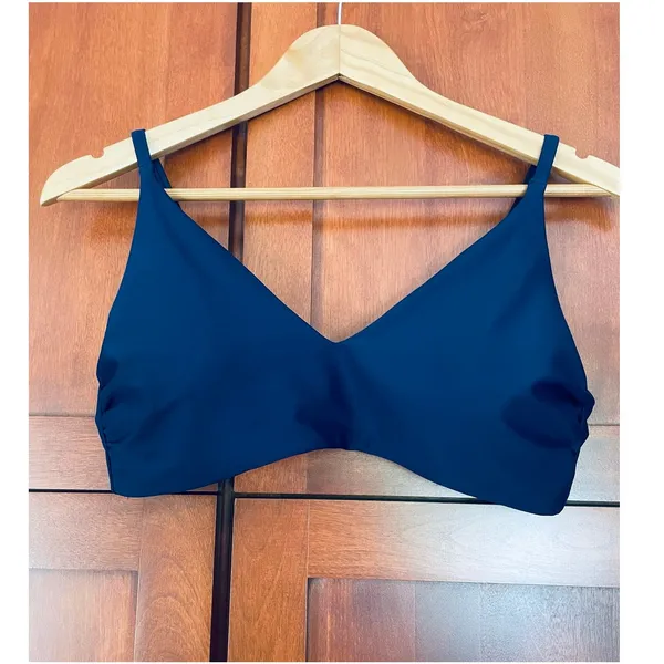Quince Italian V-Neck Bikini Swim Top Deep Navy Blue Size XL NEW - Image 2