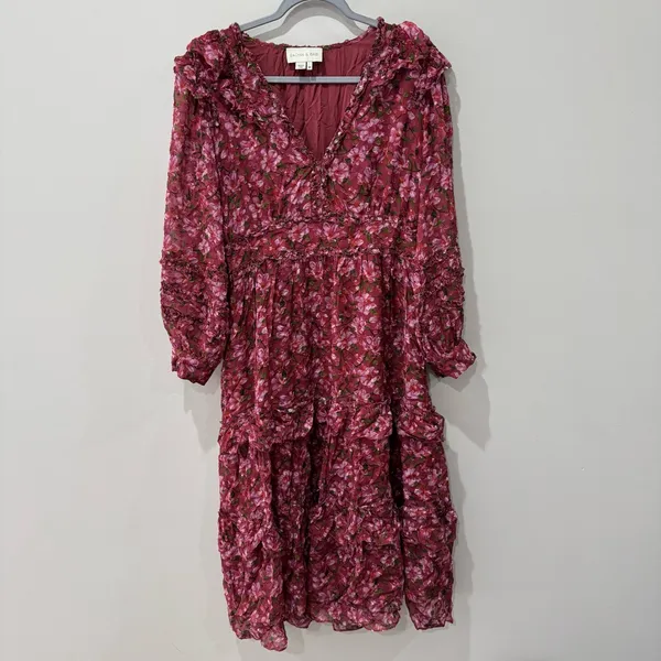 Sachin & Babi Size 10 Ronnie Printed Floral Ruffle‎ Dress - Image 3