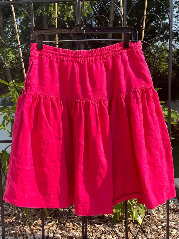 Gap Women’s Hot Pink Linen Tiered Skirt Size XS Boho Y2K Peasant Colorful - Image 5