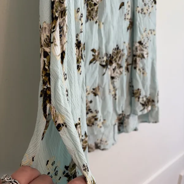 Free People Floral Tree Swing Tunic Dress‎ Keyhole Neck Sleeveless Short Mint S - Image 6