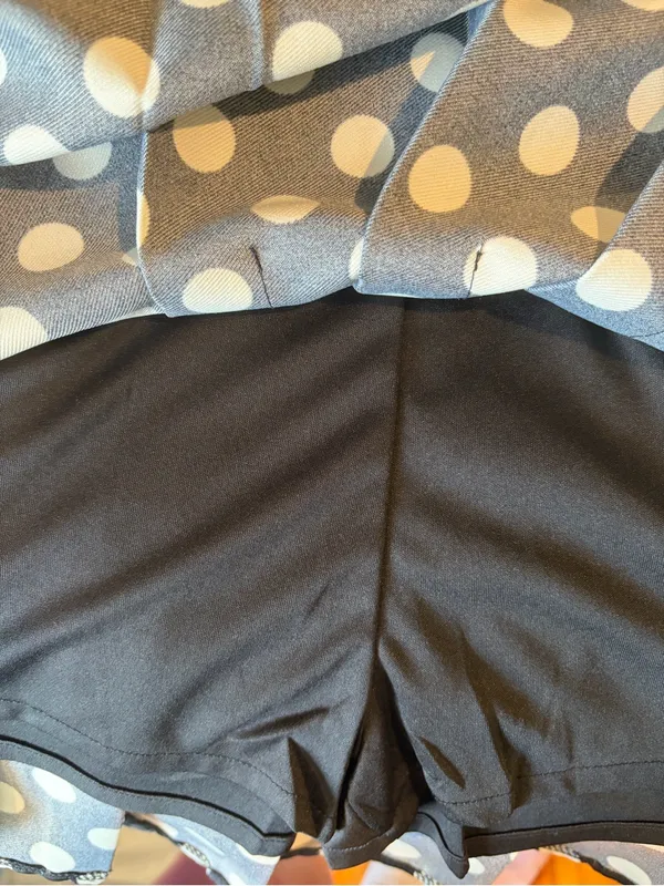 Fashion Black and White Polka Dot Pleated Mini Skirt Size L - Image 4