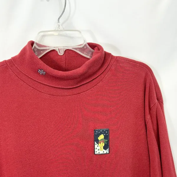 VTG Disney Store Winnie the Pooh‎ XXL Top Christmas Holiday Red Turtleneck 1665 - Image 2