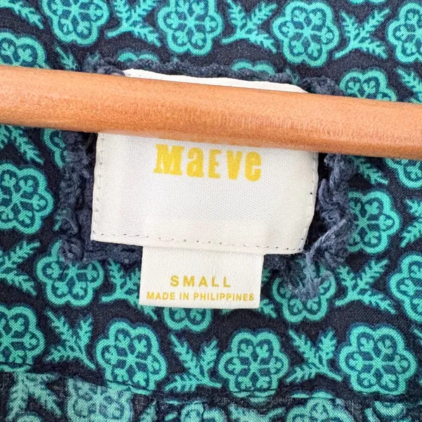 Maeve Geoscope Jumpsuit Small Green Blue Boho Graphic Print Button Front Belted - Image 10