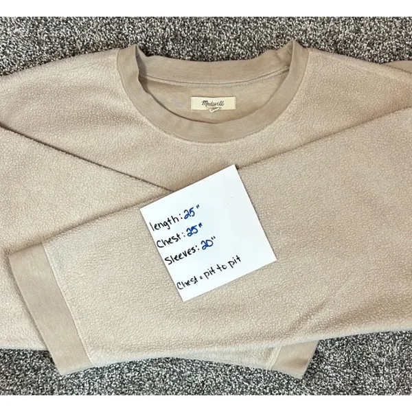 Madewell Womens Large Sweatshirt Side Button‎ Pullover Relaxed Fit Tan Casual - Image 4