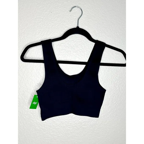 NEW Dip Sports Bra Womens Small Athletic Gym Yoga Black Ribbed Seamless Stretch - Image 5