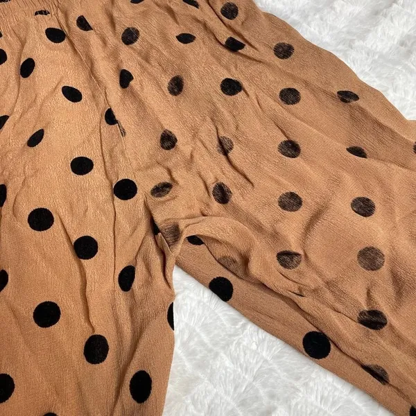 Beach‎ Riot Tan Black Polka Dot High Waist Cropped Tapered Pants Medium BR128811 - Image 8