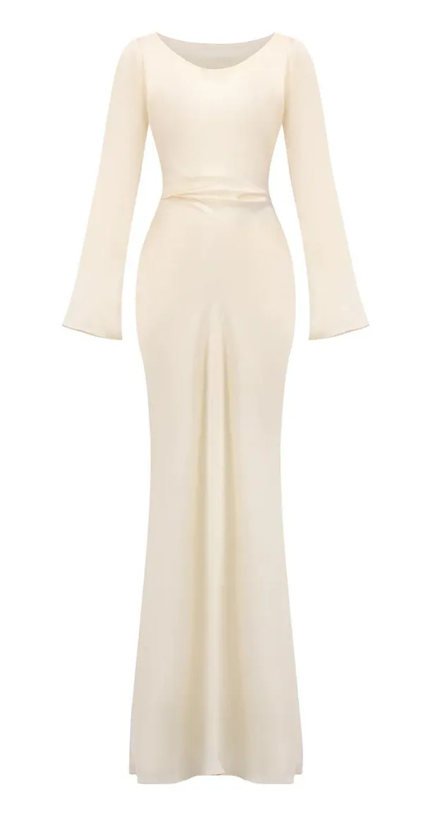 Marbl (Dubai Brand) Gamine Long Sleeve Ivory Dress - Image 4