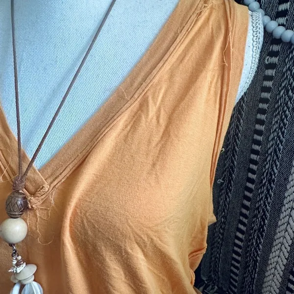 Free People Orange Moon Dance Knit Oversized V Neck Tank Top - Image 5