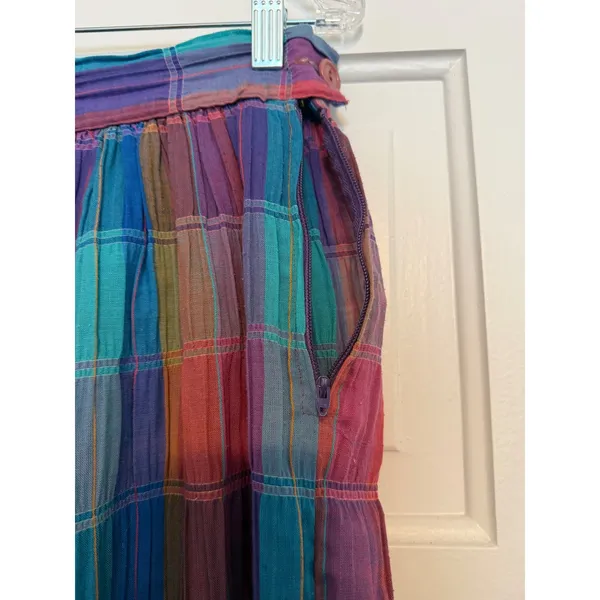 Vintage Avon Fashions Plaid 2 Piece Set Crop Top Midi Skirt Multicolor VTG M/L - Image 6