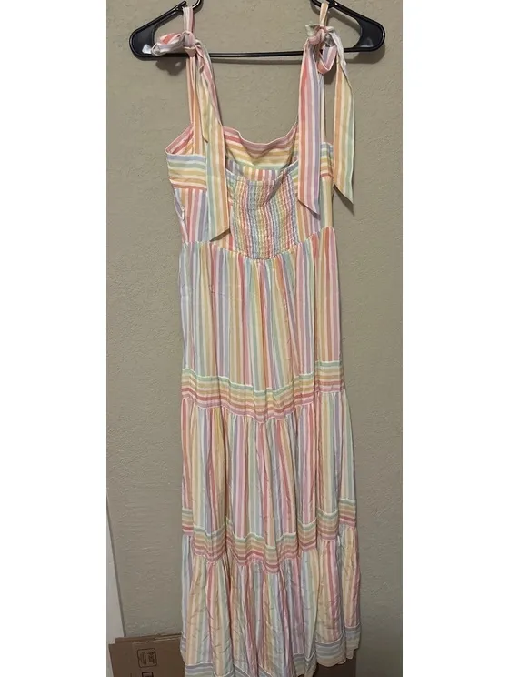 Yumi Kim Rainbow Striped Maxi Dress with Tie Straps Size 0 - Image 4
