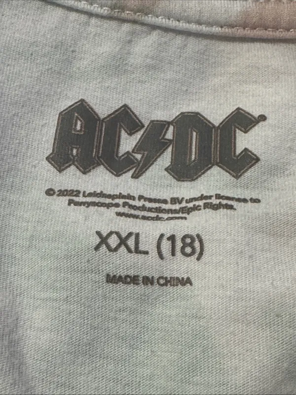 AC/DC High Voltage Tie-Dye Crop Tee Youth XXL S Ivory/Green/Pink/Yellow EUC - Image 3