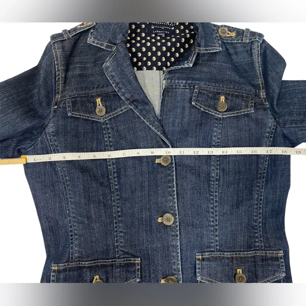 Vintage Inspired Lands’ End Women’s Size 4 Floral Accent Denim Utility Jacket - Image 8