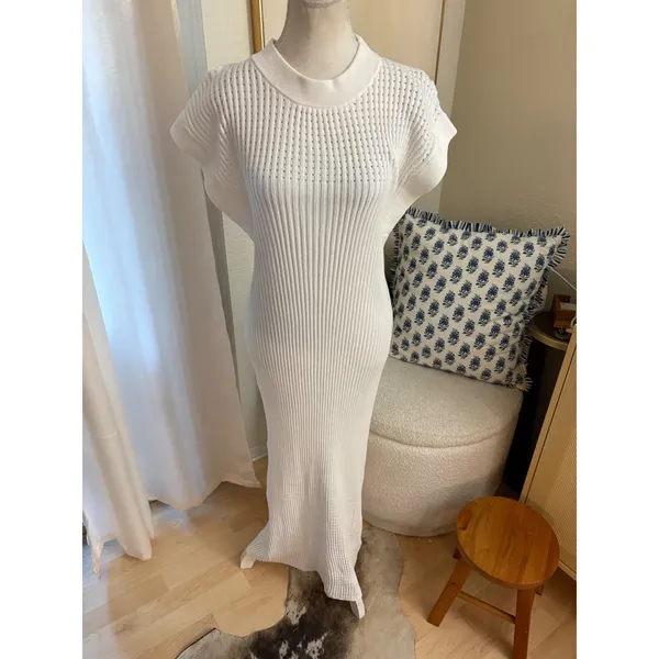 Varley Cheston Relaxed Knit Dress Midi In White Size Small - Image 2