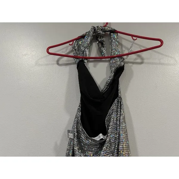 Black Bead Cowlneck Silver Dress M NWOT - Image 5