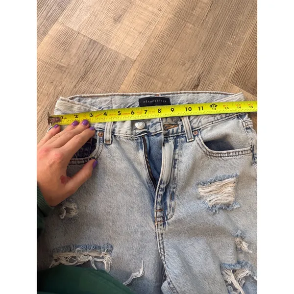 Aéropostale 90s Baggy High‎ Rise Distressed Jeans - Size 4 / 28" Waist - Image 5