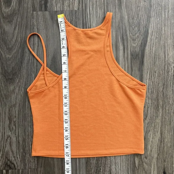 Et Clet Asymmetrical High Neck Sleeveless Orange Tank Top Size Medium - Image 4