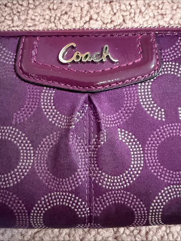 Coach Ashley Op Art Zip Around Wallet Purple - Image 3