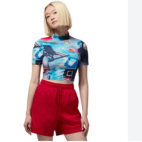NWT Jordan Printed Mock Neck Crop Top X-Large, WHITE - Image 3