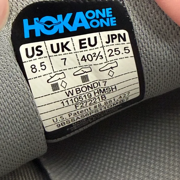 Hoka‎ Bondi 7 Running Shoes Womens 8.5 UK 7 Cushioned Road Sneakers Grey Orange - Image 12