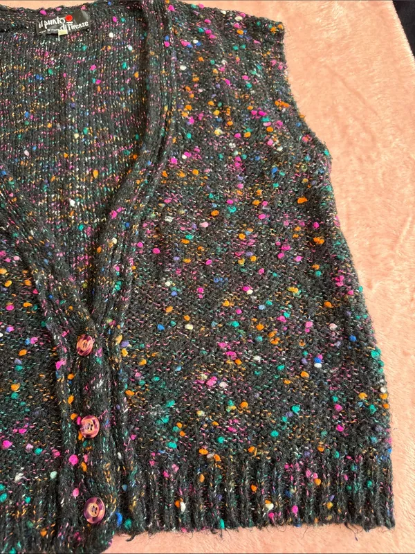 VTG Il Punto Di Firenze Made in Italy Speckled Confetti Knit Sweater Vest size M - Image 4