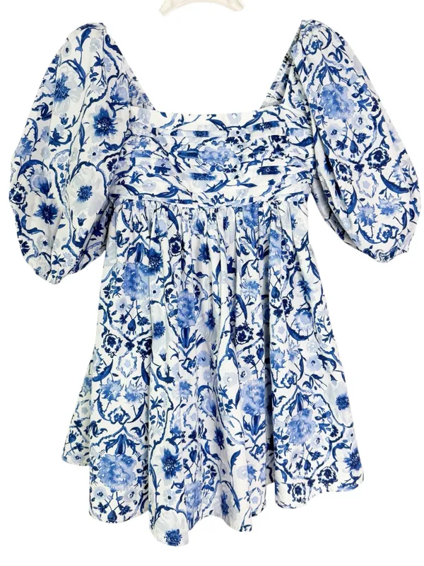 Abercrombie & Fitch Emerson Poplin Puff Sleeve Mini Dress Blue Size S - Image 2