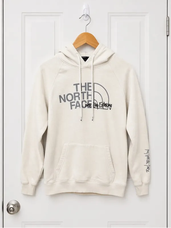 The North Face Womens Cream Never Stop Exploring Graphic Hoodie Sweatshirt Small - Image 13