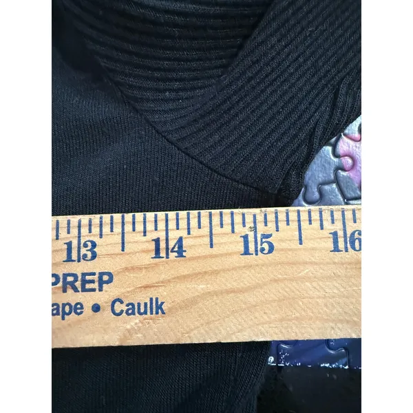 Alo Yoga Womens Black Wrap Tie Waist Long Sleeve Ribbed Crop‎ Top Scoop Neck - Image 5