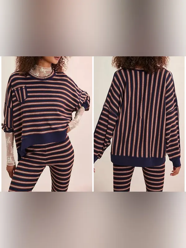 NWT Free People FP Intimately Make It Happen Pullover - brown / navy - XS - Image 2