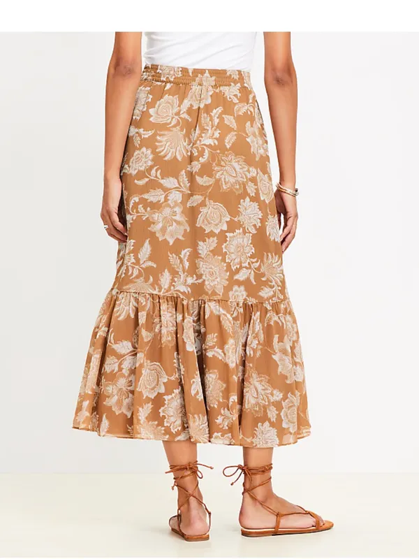 LOFT Floral Ruffle Midi Skirt‎ Size 14 NWT - Image 3