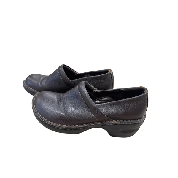 Sonoma Womens Brown Leather Clogs Mules 7.5M SKU 7181 - Image 3