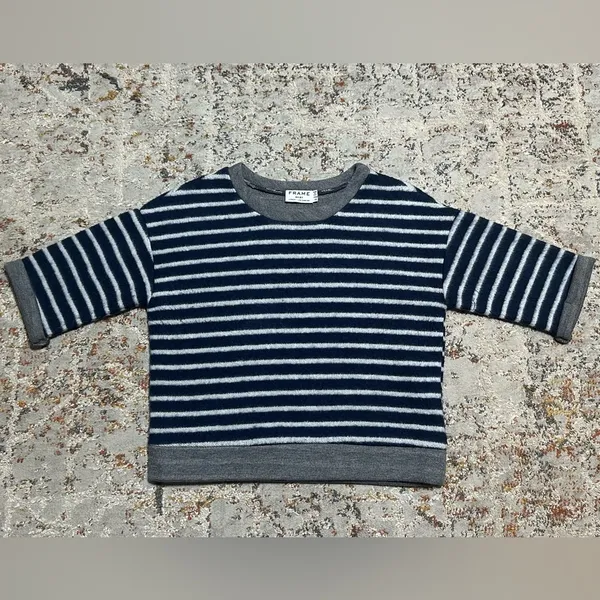 FRAME short sleeve cropped striped sweater size XS - Image 10