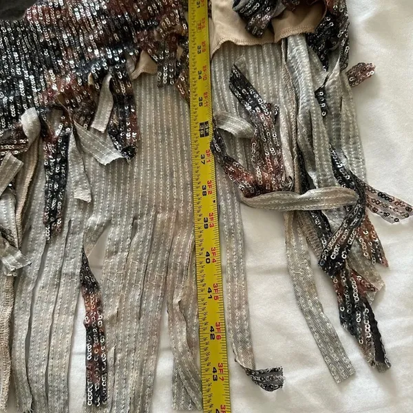 NTW Boston Proper Sequin V Neck Faux Wrap Knee Length Frimge Dress SIZE 6 - Image 9