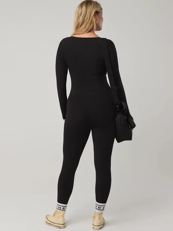 OFFLINE by Aerie Real Me Xtra Black Long Sleeve Jumpsuit Bodysuit Size XL‎ - Image 2