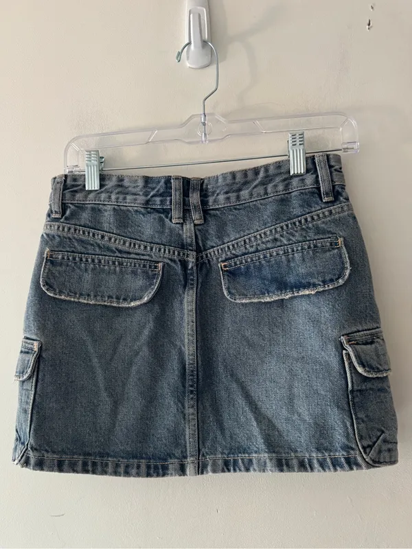 Zara Cargo Denim Mini‎ Skirt - Image 3