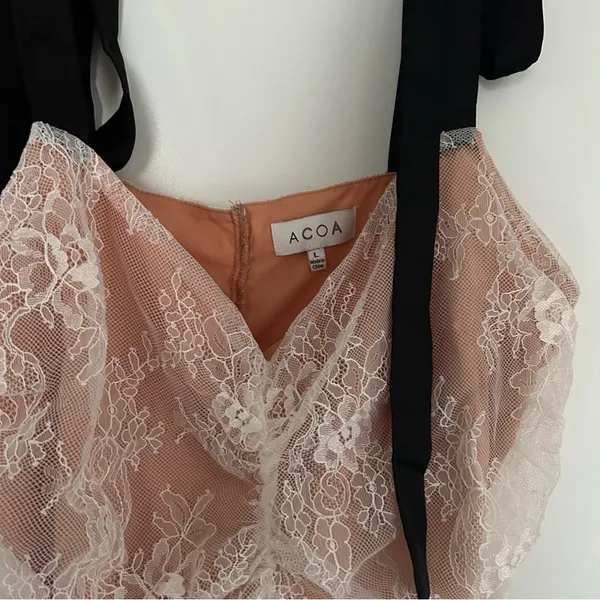 Buckle Acoa white floral lace tie bow straps girly cottage core feminine top - Image 2