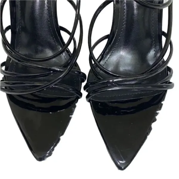 Cape Ribbon Black Strappy Stiletto Heels(Size 8M) - Image 9